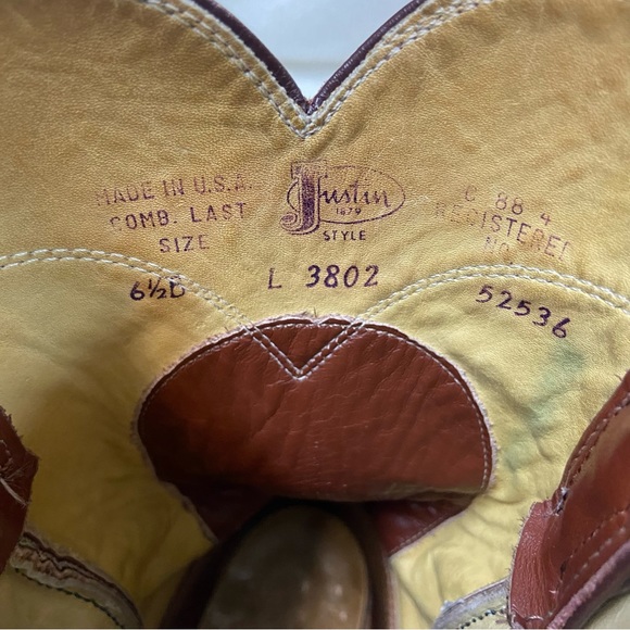 Justin size 6 1/2B Brown Leather Boots - Picture 12 of 14